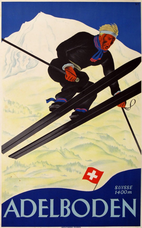 Adelboden Vintage Swiss Poster  Print